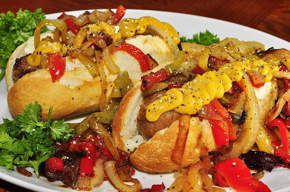 Merguez grillées et poivrons