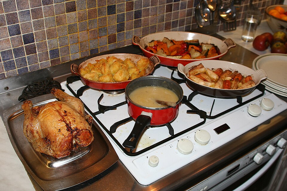 Poulet au four et légumes racines