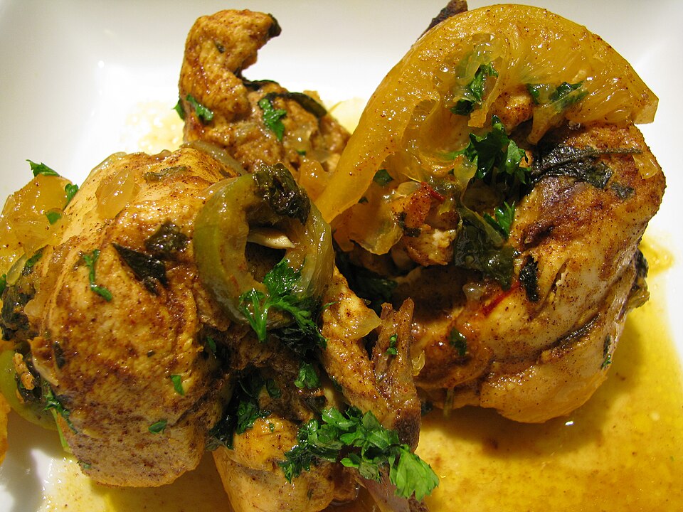 Poulet aux olives et citron confit