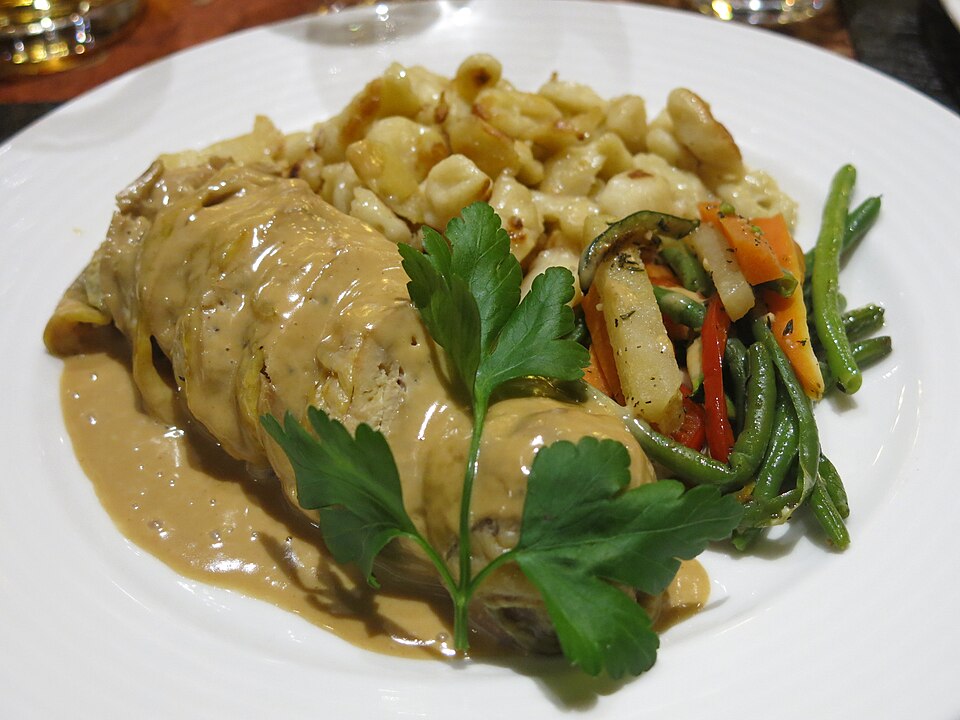 Poulet farci aux champignons