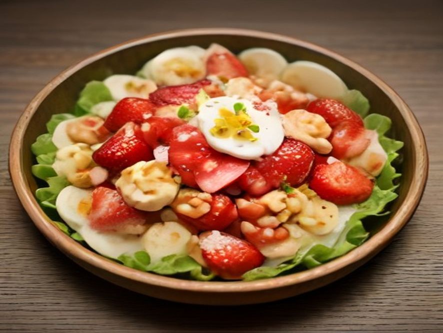 Salade de pousses d'épinards et fraises