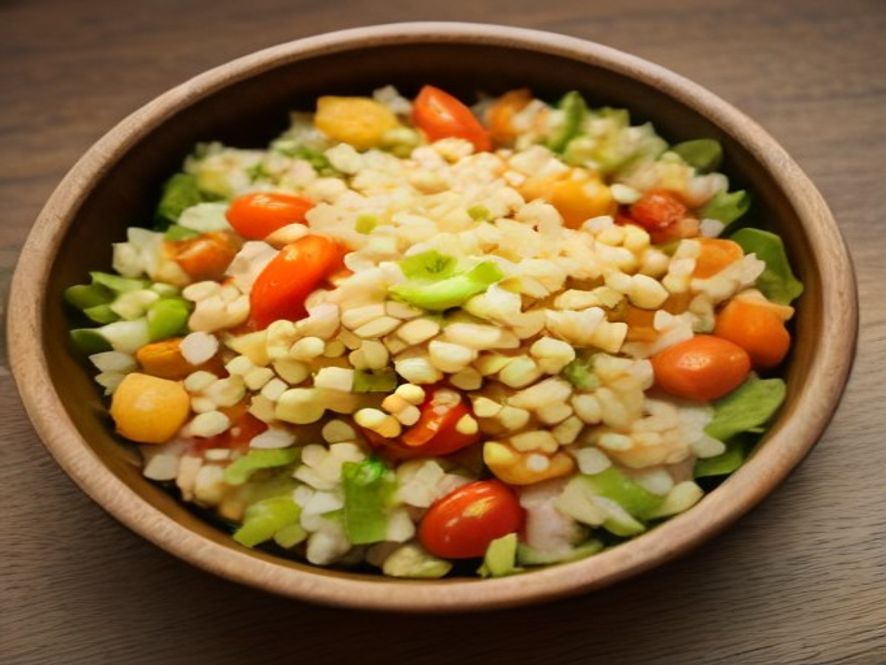Salade de riz complet aux légumes croquants